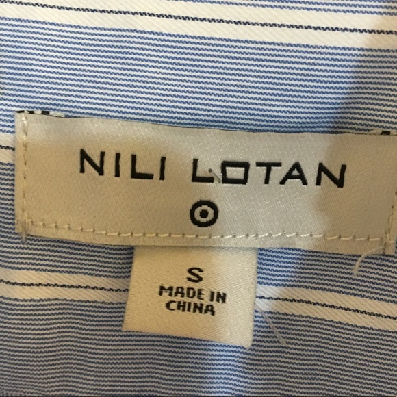 New Striped Long Sleeve Button-Down Shirt - Nili Lotan x Target Blue S4. - Picture 11 of 15